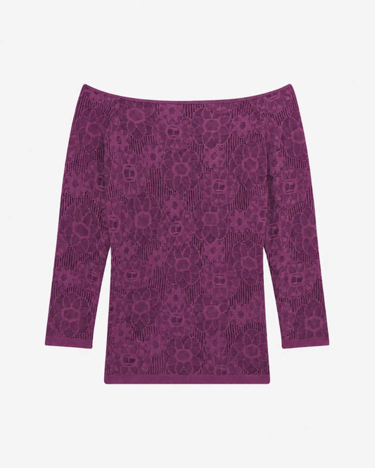 Long sleeves top in rosette lace